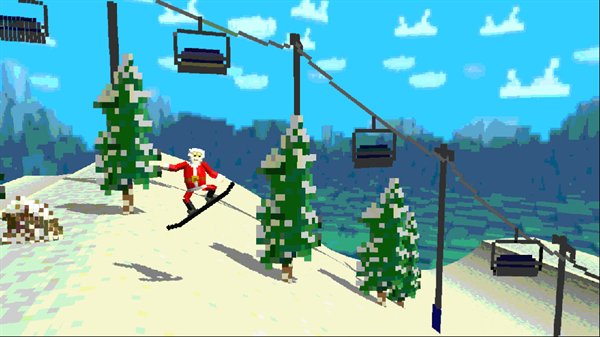 Pixel Boarder Santa Snowboarding